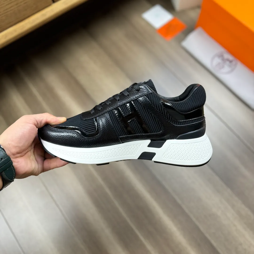[HERMES] Hermès men's shoes 💰520💰 - High-end quality original order - Upper: 🔝 tumbled calfskin, high mercerized striped fabric, sewn brand H totem - Lining: water-dyed cowhide - Outsole: ultra-light T men's shoes 💰U foam rubber; two-color molded outsole - Super high quality control, fine workmanship: highlighted (high-end, luxury, grade) -Size :38-44 (45, customized)